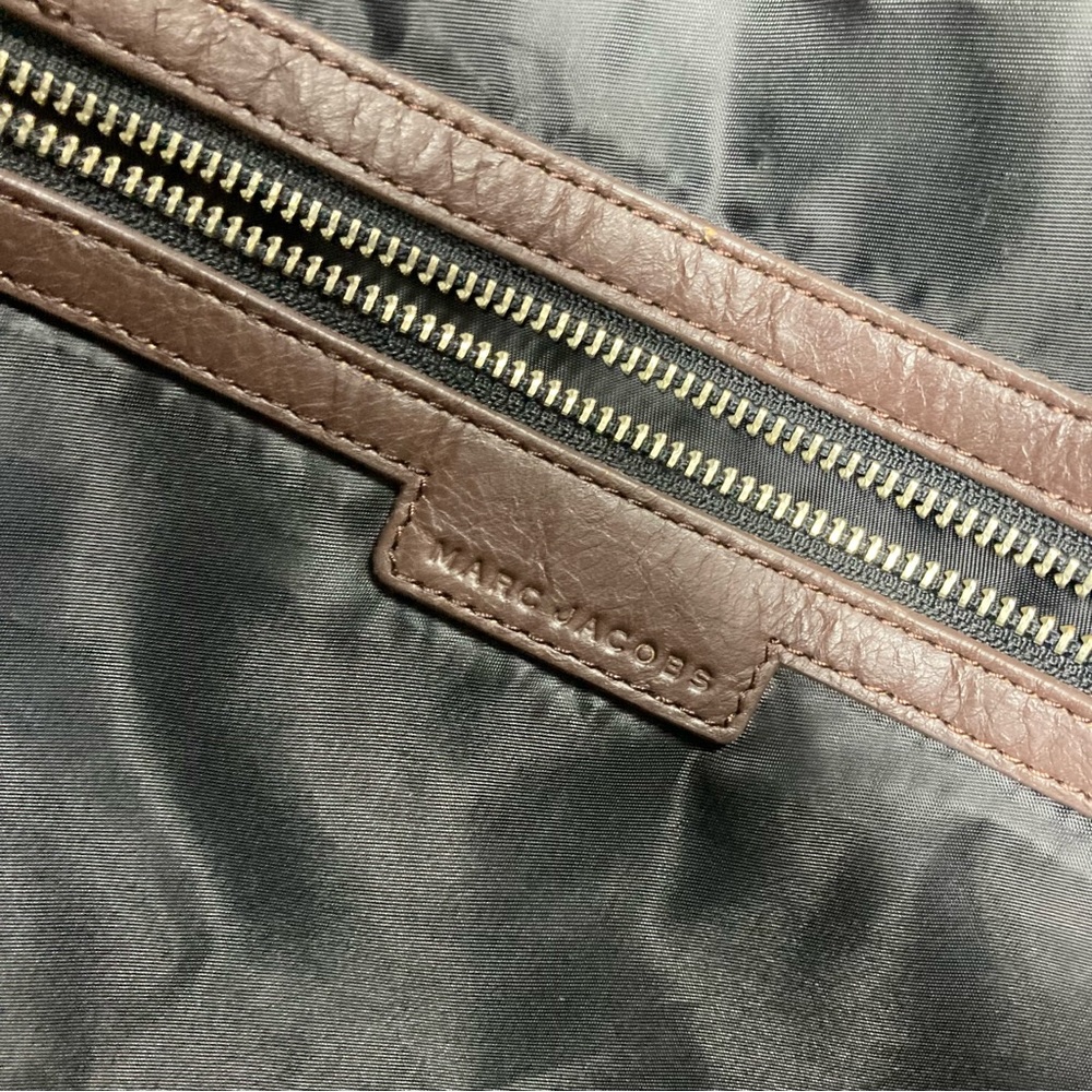 Y2K Marc Jacobs Large Brown Leather Horizontal Tote Bag  22x17" Big Tote - Picture 16 of 16